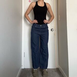 Dark Blue Wide-Leg Baggy Jeans